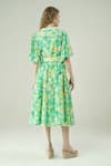 Shop_Surabhi Arya_Green Muslin V-neck Floral Print Dress _at_Aza_Fashions