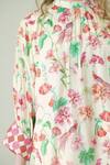 Surabhi Arya_Ivory Muslin Round Neck Floral Top And Pant Set _at_Aza_Fashions