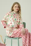 Buy_Surabhi Arya_Ivory Muslin Round Neck Floral Top And Pant Set 