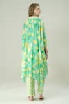 Shop_Surabhi Arya_Green Muslin Collared Floral Print Kaftan And Pant Set _at_Aza_Fashions