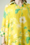 Buy_Surabhi Arya_Yellow Muslin Split V-neck Floral Kaftan Set 