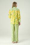 Shop_Surabhi Arya_Yellow Muslin Collared Floral Print Shirt And Pant Set _at_Aza_Fashions