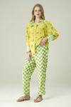 Surabhi Arya_Yellow Muslin Collared Floral Print Shirt And Pant Set _Online_at_Aza_Fashions