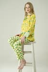 Buy_Surabhi Arya_Yellow Muslin Collared Floral Print Shirt And Pant Set _Online_at_Aza_Fashions