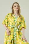 Buy_Surabhi Arya_Yellow Muslin V-neck Lemon Dress With Belt _Online_at_Aza_Fashions