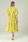 Surabhi Arya_Yellow Muslin V-neck Lemon Dress With Belt _Online_at_Aza_Fashions