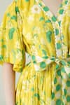Shop_Surabhi Arya_Yellow Muslin V-neck Lemon Dress With Belt _at_Aza_Fashions