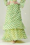 Buy_Surabhi Arya_Yellow Muslin V-neck Lime Polka Dot Skirt And Top Set 