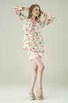 Shop_Surabhi Arya_Ivory Muslin Collared Floral Print Top And Shorts Set _Online_at_Aza_Fashions