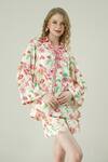 Surabhi Arya_Ivory Muslin Collared Floral Print Top And Shorts Set _at_Aza_Fashions