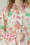 Buy_Surabhi Arya_Ivory Muslin Collared Floral Print Top And Shorts Set 