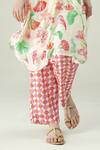 Surabhi Arya_Ivory Muslin Embroidery V-neck Floral Hand Kaftan And Pant Set _Online_at_Aza_Fashions