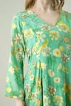Shop_Surabhi Arya_Green Crepe Embroidery V-neck Floral Hand Kurta Sharara Set 