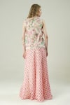Shop_Surabhi Arya_Ivory Organza, Crepe Embroidery Round Neck Floral Hand Top And Skirt Set _at_Aza_Fashions