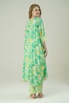 Shop_Surabhi Arya_Green Muslin Embroidery V-neck Floral Hand Kaftan Set _at_Aza_Fashions