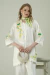 Surabhi Arya_Ivory Silk Embroidery Collared Patch Work Shirt Set _Online_at_Aza_Fashions