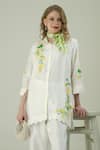Surabhi Arya_Ivory Silk Embroidery Collared Patch Work Shirt Set _at_Aza_Fashions