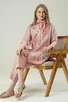 Buy_Surabhi Arya_Pink Silk Embroidery Mandarin Collar Onion Shirt Set 