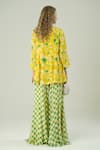 Shop_Surabhi Arya_Yellow Crepe Embroidery V-neck Floral Hand Kurta And Sharara Set _at_Aza_Fashions