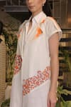 Shop_Ankur J_White Cotton Embroidery Collared Crochet Overlay Dress _Online_at_Aza_Fashions