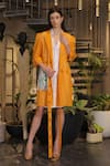 Shop_Ankur J_Orange Cotton Collared Crochet Overlay Dress _Online_at_Aza_Fashions