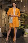 Buy_Ankur J_Orange Cotton Collared Crochet Overlay Dress _at_Aza_Fashions