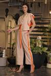 Buy_Ankur J_Pink Open Neck Designer Crochet Top And Pant Set _Online_at_Aza_Fashions