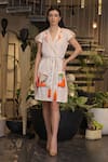Buy_Ankur J_Off White Collared Crochet Overlay Dress _at_Aza_Fashions