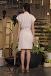 Shop_Ankur J_Off White Collared Crochet Overlay Dress _at_Aza_Fashions