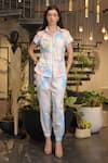 Buy_Ankur J_Multi Color Modal, Satin Collared Shirt And Joggers Set _at_Aza_Fashions