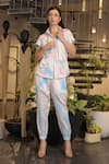 Shop_Ankur J_Multi Color Modal, Satin Collared Shirt And Joggers Set 