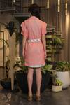 Shop_Ankur J_Pink Cotton V-neck Designer Overlay Dress With Belt _at_Aza_Fashions