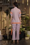 Shop_Ankur J_Lavender Cotton Collared Crochet Bomber Shirt And Pant Set _at_Aza_Fashions