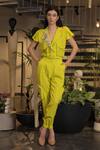 Buy_Ankur J_Yellow Linen V-neck Designer Shirt And Joggers Set _Online_at_Aza_Fashions