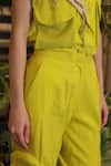 Shop_Ankur J_Yellow Linen V-neck Designer Shirt And Joggers Set _Online_at_Aza_Fashions