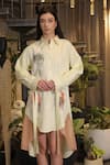 Ankur J_Yellow Cotton Collared Designer Dress _Online_at_Aza_Fashions