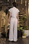 Shop_Ankur J_White Modal, Satin Open Neck Designer Jacket And Pant Set _at_Aza_Fashions