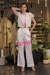 Buy_Ankur J_White Modal, Satin Open Neck Designer Jacket And Pant Set 