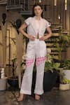 Buy_Ankur J_White Modal, Satin Open Neck Designer Jacket And Pant Set _at_Aza_Fashions