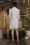 Shop_Ankur J_Blue Cotton Collared Designer Crochet Overlay Dress _at_Aza_Fashions
