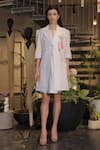 Shop_Ankur J_Blue Cotton Collared Designer Crochet Overlay Dress _Online_at_Aza_Fashions