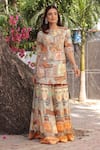 Ankur J_Multi Color Georgette Embroidery Round Neck Multi-pattern Kurta Sharara Set _Online_at_Aza_Fashions