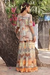 Shop_Ankur J_Multi Color Georgette Embroidery Round Neck Multi-pattern Kurta Sharara Set _at_Aza_Fashions
