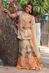 Shop_Ankur J_Multi Color Georgette Embroidery Round Neck Multi-pattern Kurta Sharara Set _Online_at_Aza_Fashions