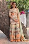 Ankur J_Multi Color Georgette Embroidery Round Neck Multi-pattern Kurta Sharara Set _at_Aza_Fashions