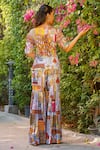 Shop_Ankur J_Multi Color Silk Embroidery Square Neck Print Designer Kurta And Sharara Set _at_Aza_Fashions