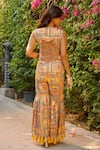 Shop_Ankur J_Multi Color Silk Tassels V-neck Pattern Dola Kurta And Gharara Set _at_Aza_Fashions