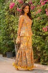 Buy_Ankur J_Multi Color Silk Tassels V-neck Pattern Dola Kurta And Gharara Set _Online_at_Aza_Fashions