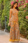 Shop_Ankur J_Multi Color Silk Tassels V-neck Pattern Dola Kurta And Gharara Set _Online_at_Aza_Fashions