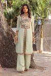 Buy_Ankur J_Multi Color Georgette Embroidery Split V-neck Designer Kurta Pant Set _at_Aza_Fashions
